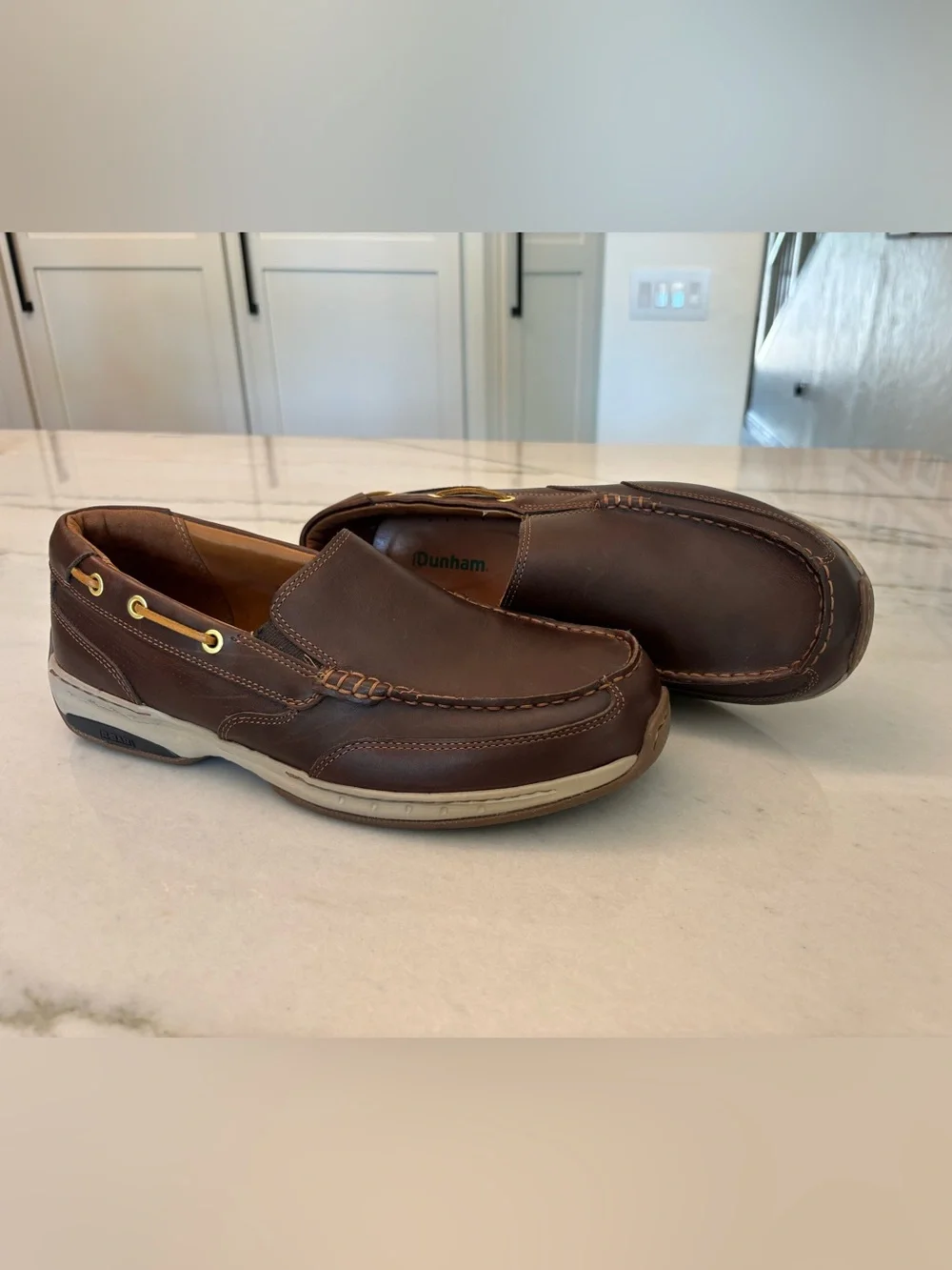Dunham Men's Leather Brown Waterford Slip On boat shoes loafers Size 10 New